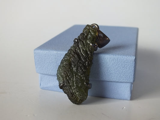 9.8g Moldavite W/ Silver Pendant